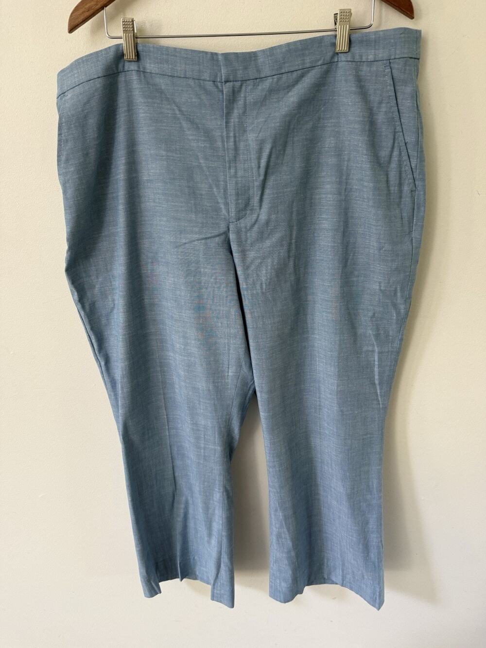 Polo Ralph Lauren Chambray Kick Flare Crop Dress Pants Blue Womens Size 18 New